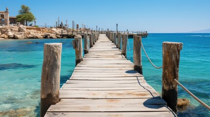 Fototapeta premium Private Dock Rock Jetties On Beach, HD, Background Wallpaper, Desktop Wallpaper
