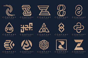 Set of abstract letter z logo design. icons for business of luxury elegant, simple with gold color
