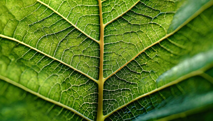 Fototapeta premium Extreme close up texture of green leaf veins