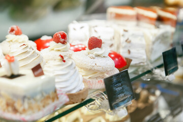 Cake with whipped cream and berries