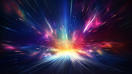 Abstract background with rays of neon light. 