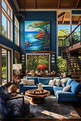 Modern and simple livingroom interior, suitable for catalog cover photos in magazines or advertisements. Generative AI