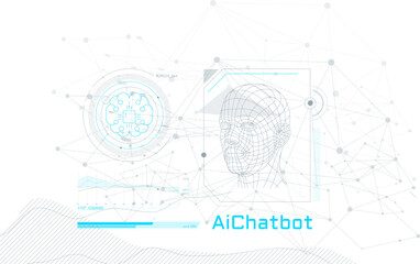 Virtual infographics with a 3D model of a human head.