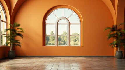 Orange Arch Columnate Pilaster Wall Midcentury, HD, Background Wallpaper, Desktop Wallpaper