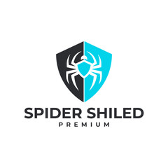 SPIDER SHIELD PEST LOGO VECTOR ICON ILLUSTRATION