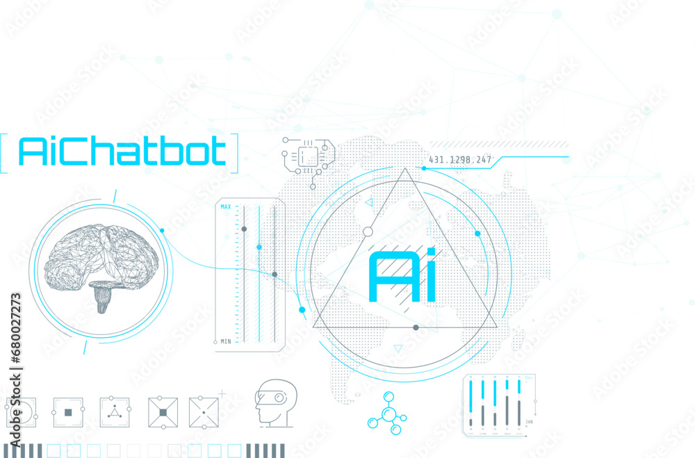 Poster infographics about the development and training of artificial intelligence.