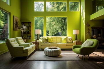 Modern and simple livingroom interior, suitable for catalog cover photos in magazines or advertisements. Generative AI