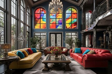 Modern and simple livingroom interior, suitable for catalog cover photos in magazines or advertisements. Generative AI