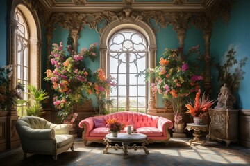 Modern and simple livingroom interior, suitable for catalog cover photos in magazines or advertisements. Generative AI