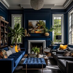 Modern and simple livingroom interior, suitable for catalog cover photos in magazines or advertisements. Generative AI