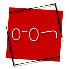 round glasses red banner in frame. Vector illustration.