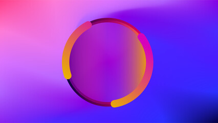 Glowing circle glass frame with multicolor with twilight pastel sunset gradient colors copy space background