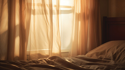 Morning light filters through a bedroom window illumination