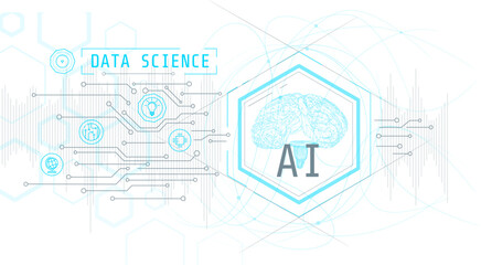 Virtual infographic with digital human brain.