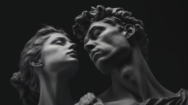 A black and white photo of one sculpture. Generated AI