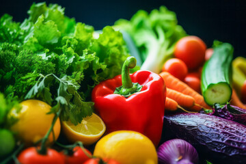 Colorful Fresh Vegetables Collection on Dark Background
