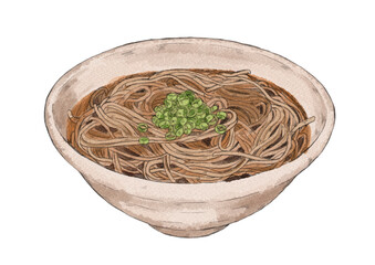 かけそばのイラスト（水彩風）