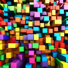 Fototapeta na wymiar Rainbow of colorful blocks abstract background 