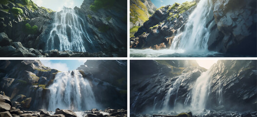 majestic jungle spray stream flowing horizontal scenery waterfall scenic tourist cliff falls 