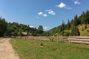 Ukraine Carpathians mountain forest river sun clouds beauty