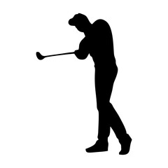 silhouette of person playing golf