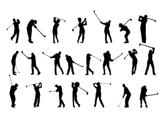 Fototapeta na wymiar silhouette of person playing golf