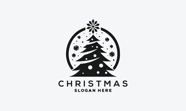 Christmas tree vector logo icon illustration design 