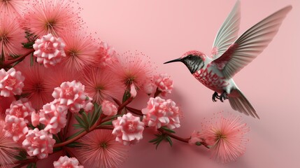 Beautiful Colourful Hummingbird Pink Flower Bunch, HD, Background Wallpaper, Desktop Wallpaper