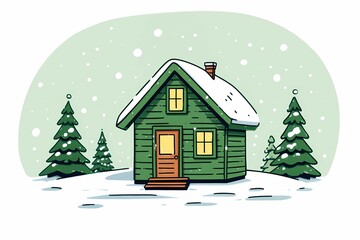 Obraz na płótnie Canvas christmas house exterior, christmas decorations, winter desktop background, christmas card