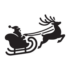 Dynamic Santa Claus Flying Silhouette with Sleigh and Gifts, Ideal for High-energy Holiday Visuals.