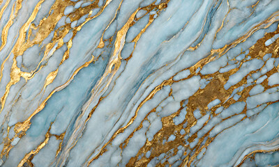 Light blue marble background with gold patterns with stripes. Blue and gold abstract marble background.