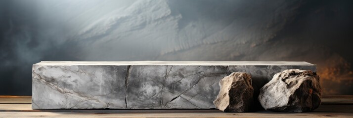 Empty Podium Made Gray Stone, Banner Image For Website, Background abstract , Desktop Wallpaper