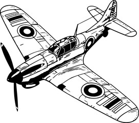 Hawker Hurricane. Combat aircraft vintage illustration