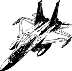 McDonnell Douglas F-15 Eagle. Combat aircraft vintage illustration