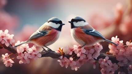 Bird Tit Flutters Sunny Spring Garden, HD, Background Wallpaper, Desktop Wallpaper - obrazy, fototapety, plakaty