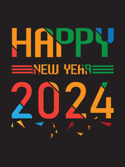 Fototapeta na wymiar vector happy new year 2024 t shirt design