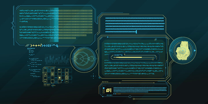Exploration interface by sci-fi infographics.