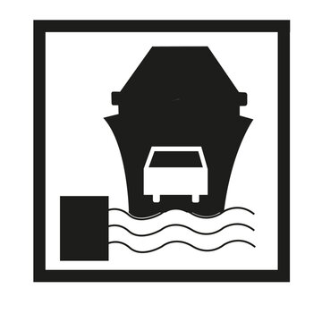 Panneau carré avec idéogramme indiquant un ferry ou un embarcadère de ferry