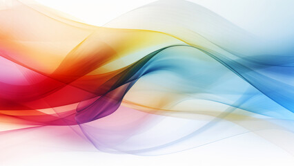 Fototapeta premium Abstract gentle rainbow waves design with smooth curves and soft shadows on clean modern background. Fluid gradient motion of dynamic lines on minimal backdrop