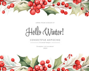 Merry Christmas and Happy New Year greeting card template.