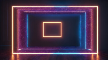 Abstract background with glowing lines, Background with light, neon glowing lines on a black background. Blank background in the center. polaroid picture frame wallpaper