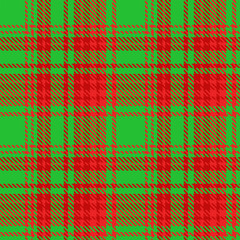 Green Red Tartan Plaid Pattern Seamless. Checkered fabric texture for flannel shirt, skirt, blanket
