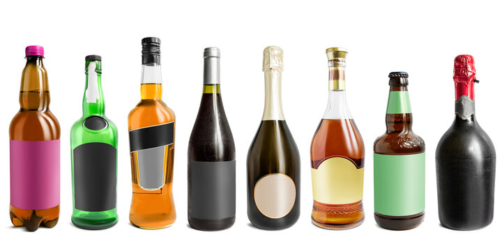 Alcohol bottles isolated