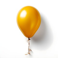 yellow balloon isolated on white background with shadow. Blow up yellow balloon isolated. Party ballon for festivities