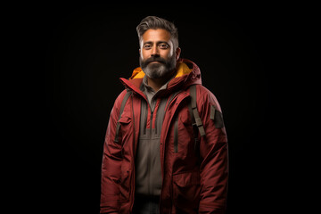 Fototapeta na wymiar Portrait of a man in a winter jacket, Generative AI