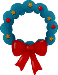 watercolor chritsmas wreath in hand drawn Winter collection