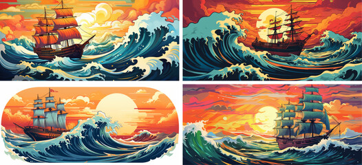 splashing surfing picture movement painting seascape canvas wind marine artist wave weather 