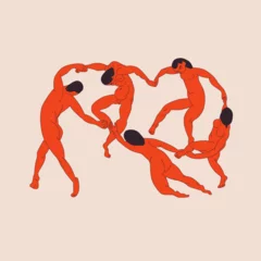 Fotobehang Matisse abstract art. Dancing figures of people. Minimalist vector illustration. Fauvism in art. Retro poster © Kateryna Lytvynenko
