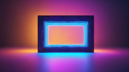 Abstract background with glowing lines, Background with light, neon glowing lines on a black background. Blank background in the center. polaroid picture frame wallpaper