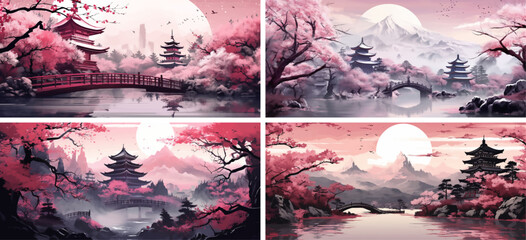 picture ink painting oriental japan artwork japanese sketch watercolor silhouette artistic brush